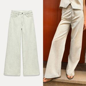 ZARA Striped Wide-Leg Pants